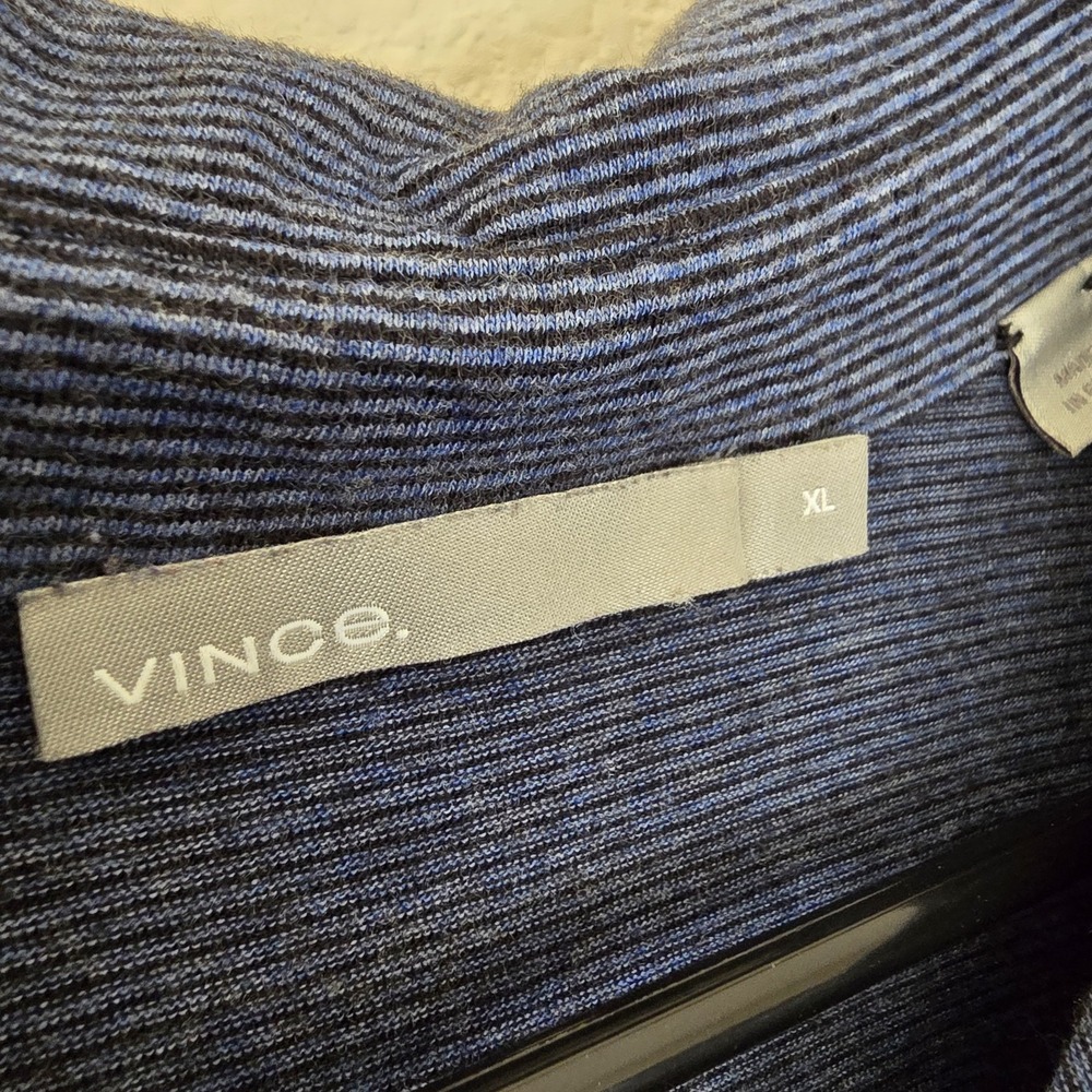 Vince Men's Sz XL Polo Shirt Blue‎ Striped Short Sleeve Preppy Cotton Modal Soft - Picture 2 of 6